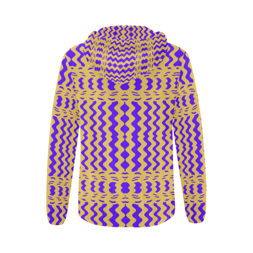 Purple Yellow Modern  Waves Lines All Over Print Full Zip Hoodie for Women (Model H14)