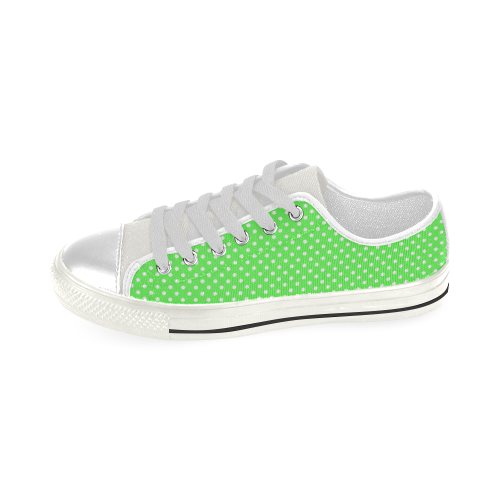 Eucalyptus green polka dots Low Top Canvas Shoes for Kid (Model 018)