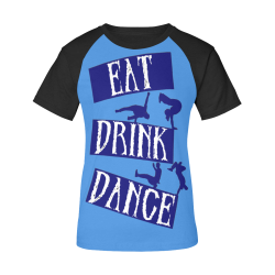 Break Dancing Blue on Blue Women's Raglan T-Shirt/Front Printing (Model T62)