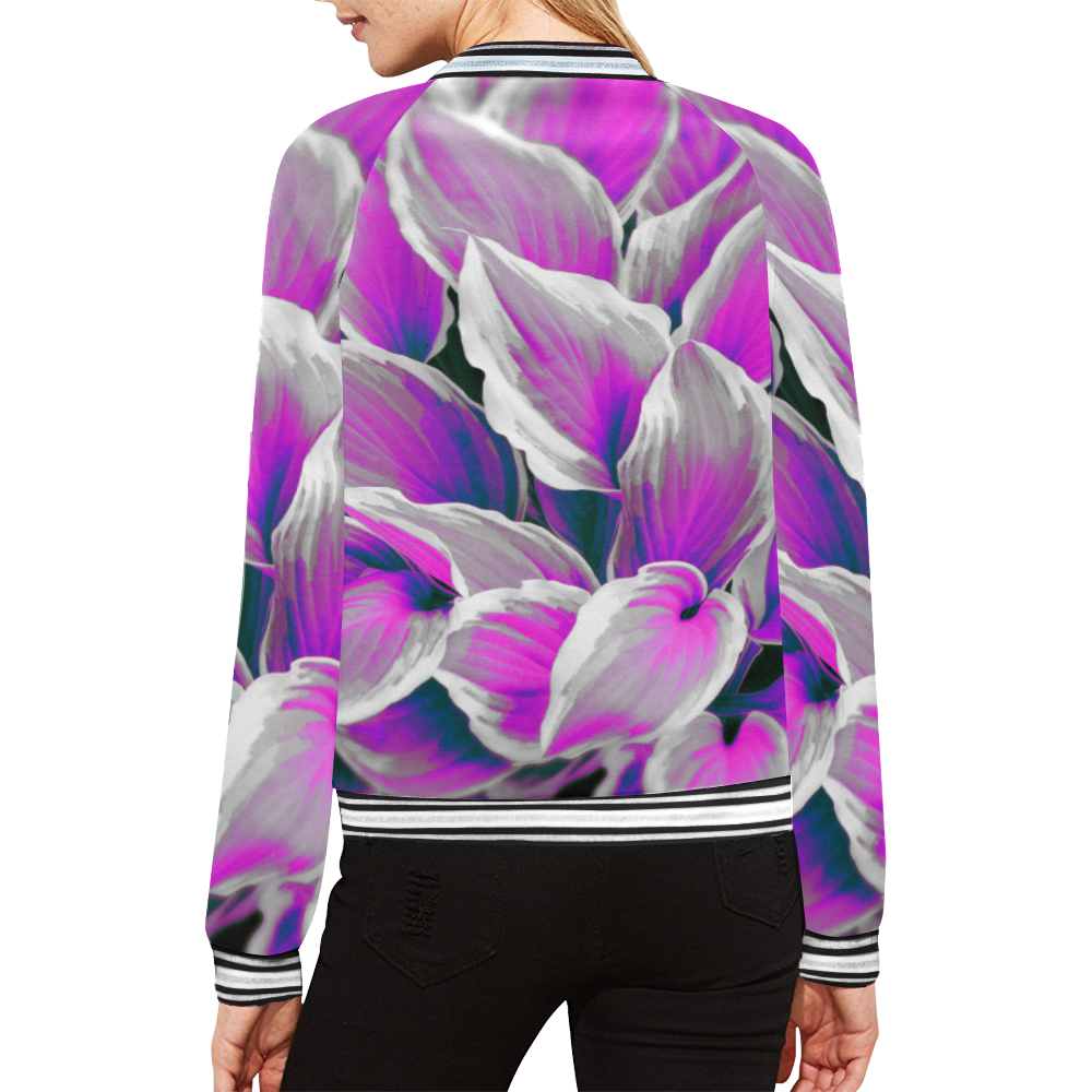 leafs_abstract 06 All Over Print Bomber Jacket for Women (Model H21)