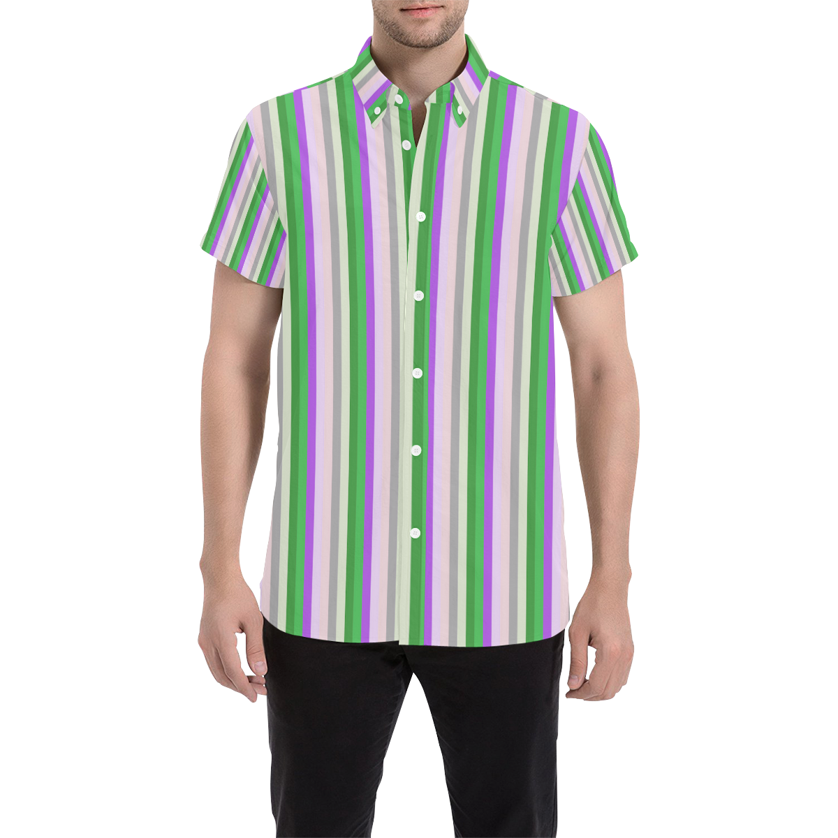 Fun Stripes 2 Men's All Over Print Short Sleeve Shirt (Model T53)