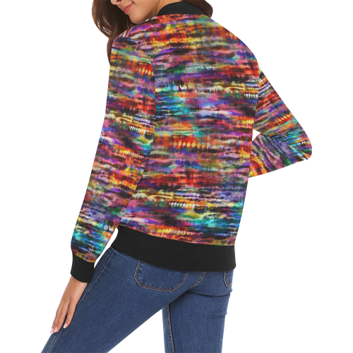 Melting Rainbow Digital Tie Dye All Over Print Bomber Jacket for Women (Model H19)