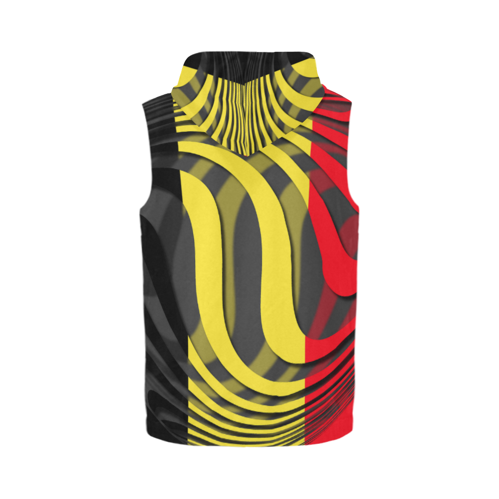 The Flag of Belgium All Over Print Sleeveless Zip Up Hoodie for Men (Model H16)