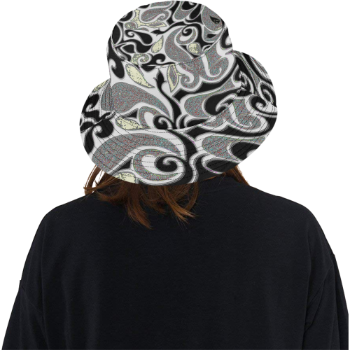 abstract retro swirl in black and white All Over Print Bucket Hat