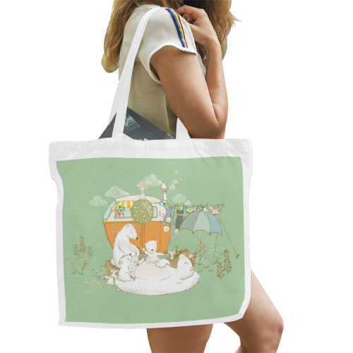 Happy Camping Bears Canvas Tote Bag/Large (Model 1702)