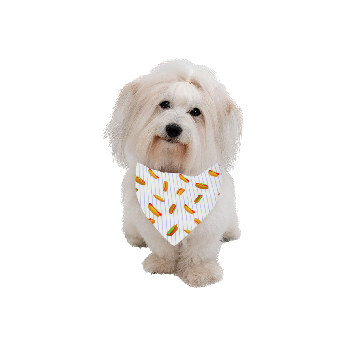 Hot Dog Pattern with Pinstripes Pet Dog Bandana/Large Size