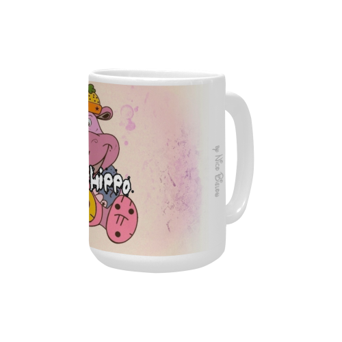 Happy Hippo by Nico Bielow Custom Ceramic Mug (15OZ)