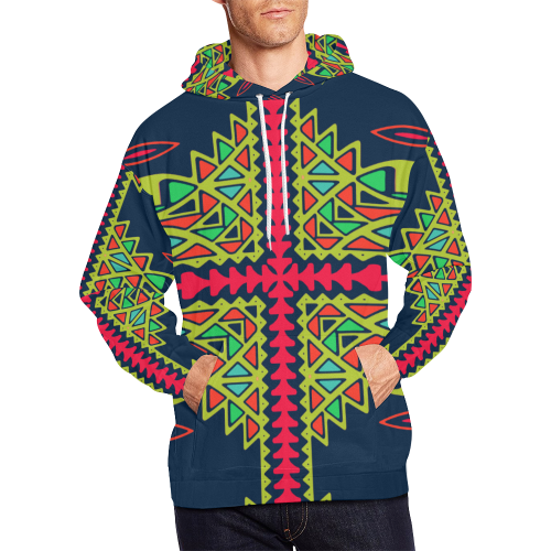 Distorted shapes on a blue background All Over Print Hoodie for Men (USA Size) (Model H13)