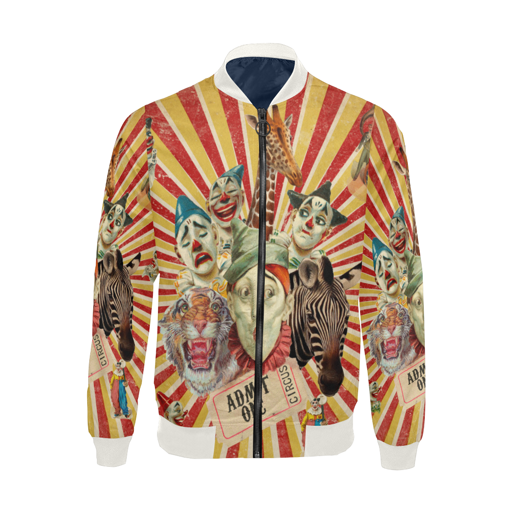 Funny Vintage Circus Clowns All Over Print Bomber Jacket for Men/Large Size (Model H19)