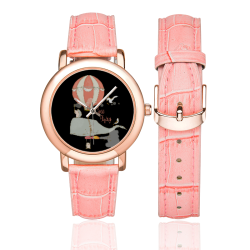 Just a flying Whale Women's Rose Gold Leather Strap Watch(Model 201)
