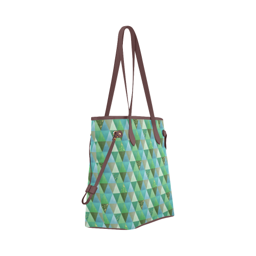 Triangle Pattern - Green Teal Khaki Moss Clover Canvas Tote Bag (Model 1661)
