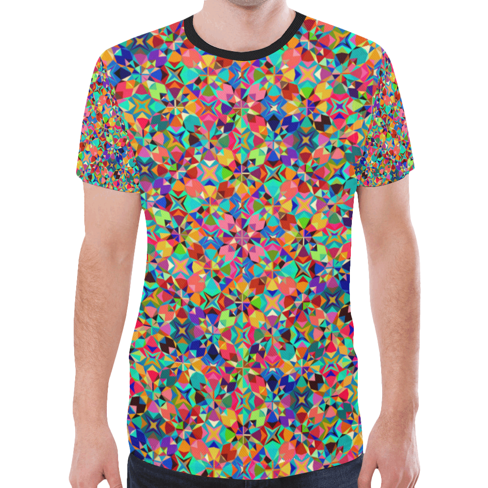 Multicolored Geometric Pattern New All Over Print T-shirt for Men (Model T45)