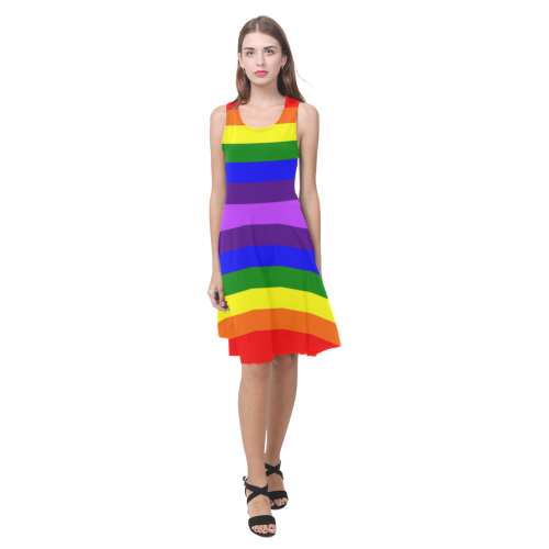 Rainbow Flag (Gay Pride - LGBTQIA+) Atalanta Casual Sundress(Model D04)