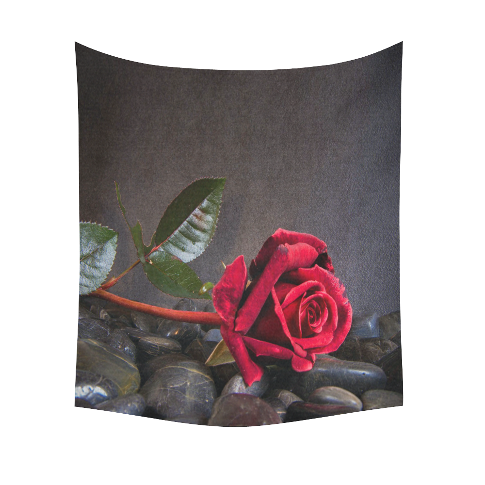 Rose On The Rocks Cotton Linen Wall Tapestry 51"x 60"