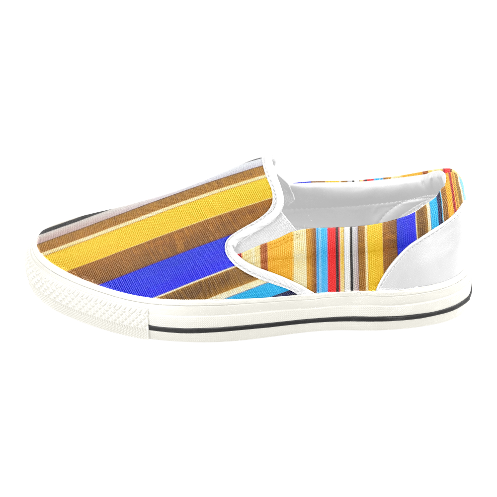 Colorful abstract pattern stripe art Slip-on Canvas Shoes for Kid (Model 019)