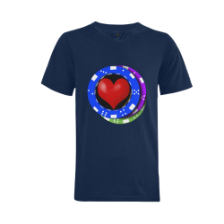 Las Vegas Love Poker Chips / Blue Men's V-Neck T-shirt  Big Size(USA Size) (Model T10)
