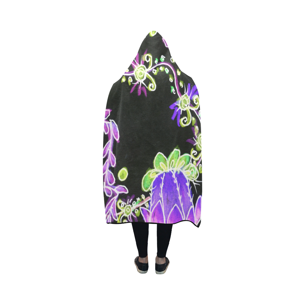 Psychedelic Irish Garden Queen's Crown Night Hooded Blanket 50''x40''