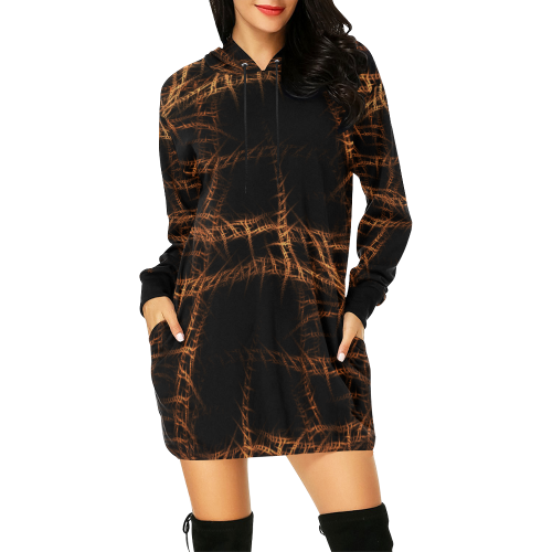 Trapped All Over Print Hoodie Mini Dress (Model H27)
