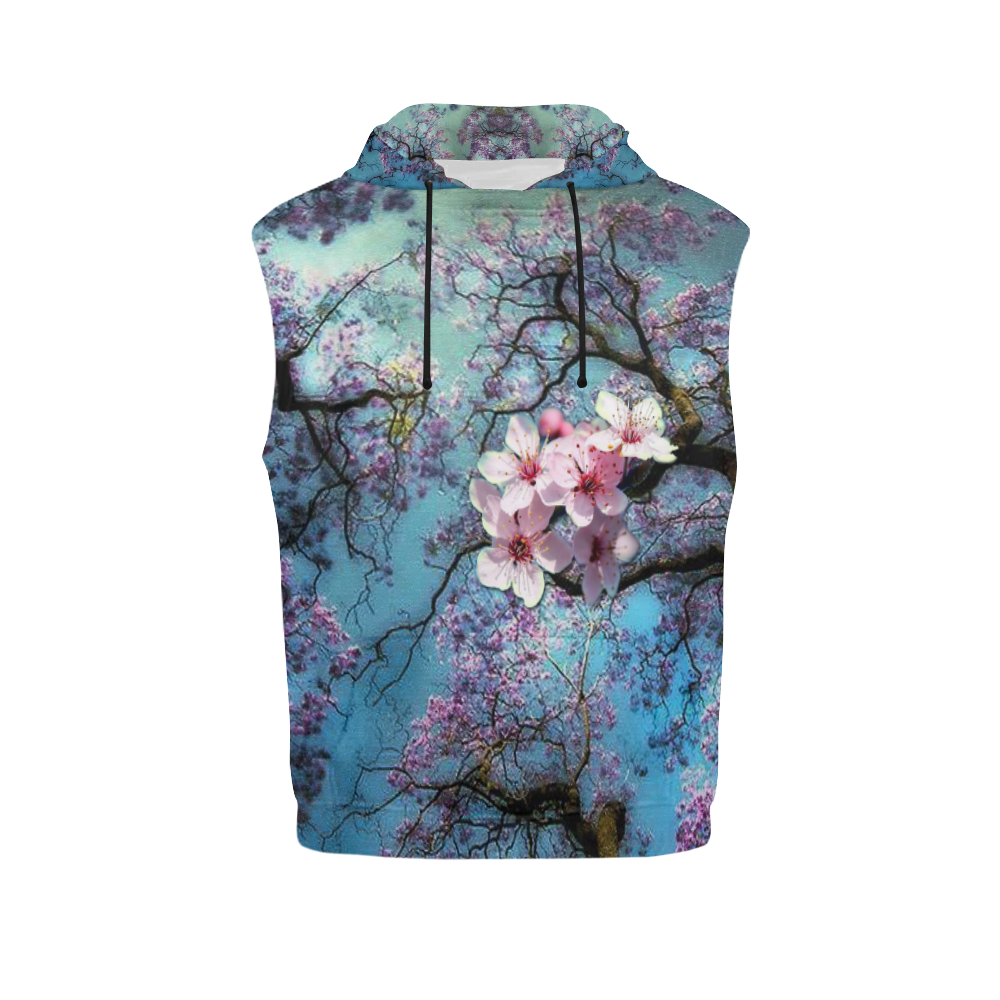 Cherry blossomL All Over Print Sleeveless Hoodie for Women (Model H15)