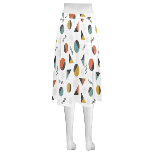Geo Cutting Shapes Mnemosyne Women's Crepe Skirt (Model D16)