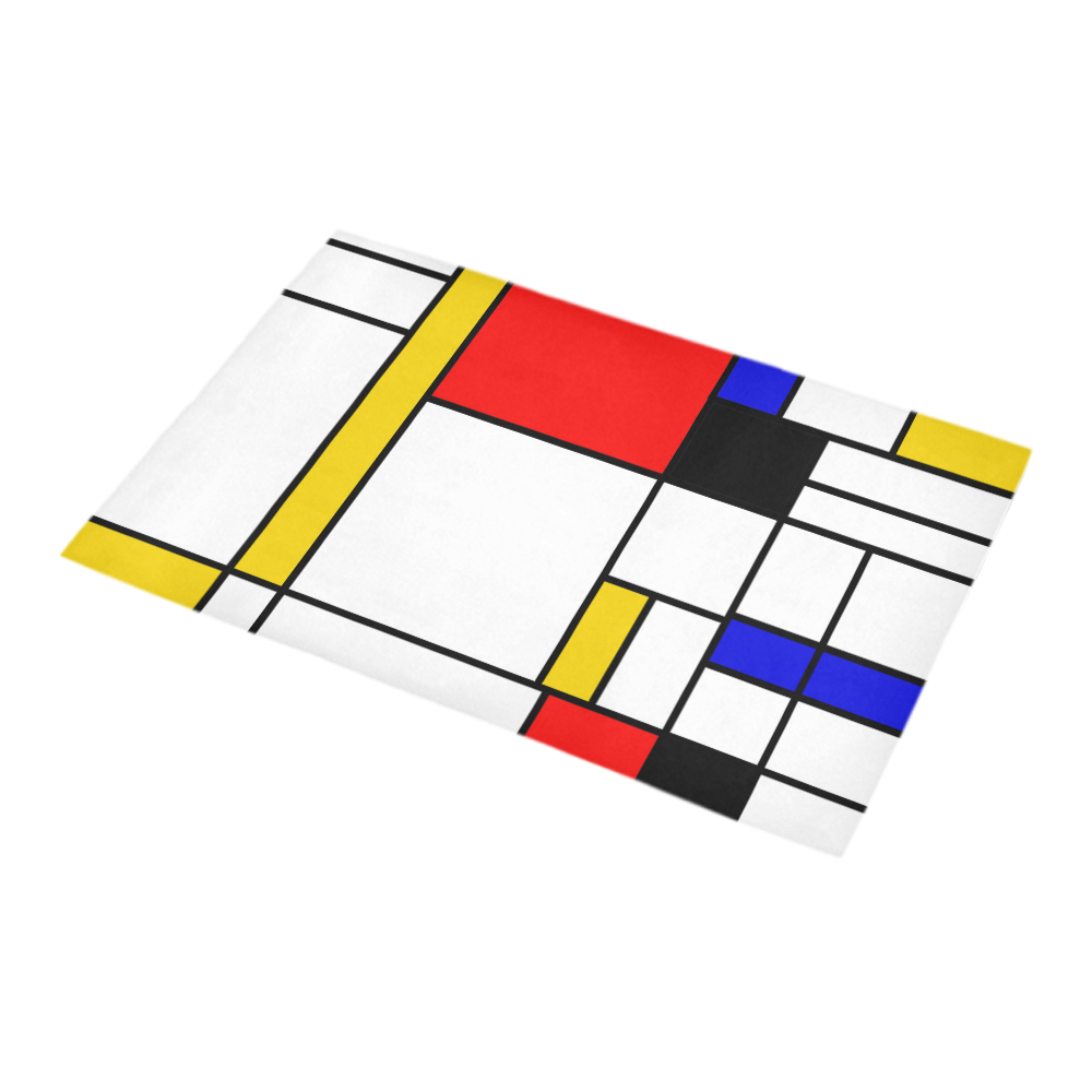 Bauhouse Composition Mondrian Style Bath Rug 16''x 28''