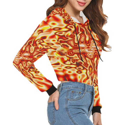 Infected All Over Print Crop Hoodie for Women (Model H22)