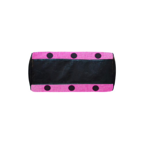 Pink Metallic Ladybug Polka Dots Design Boston Handbag (Model 1621)
