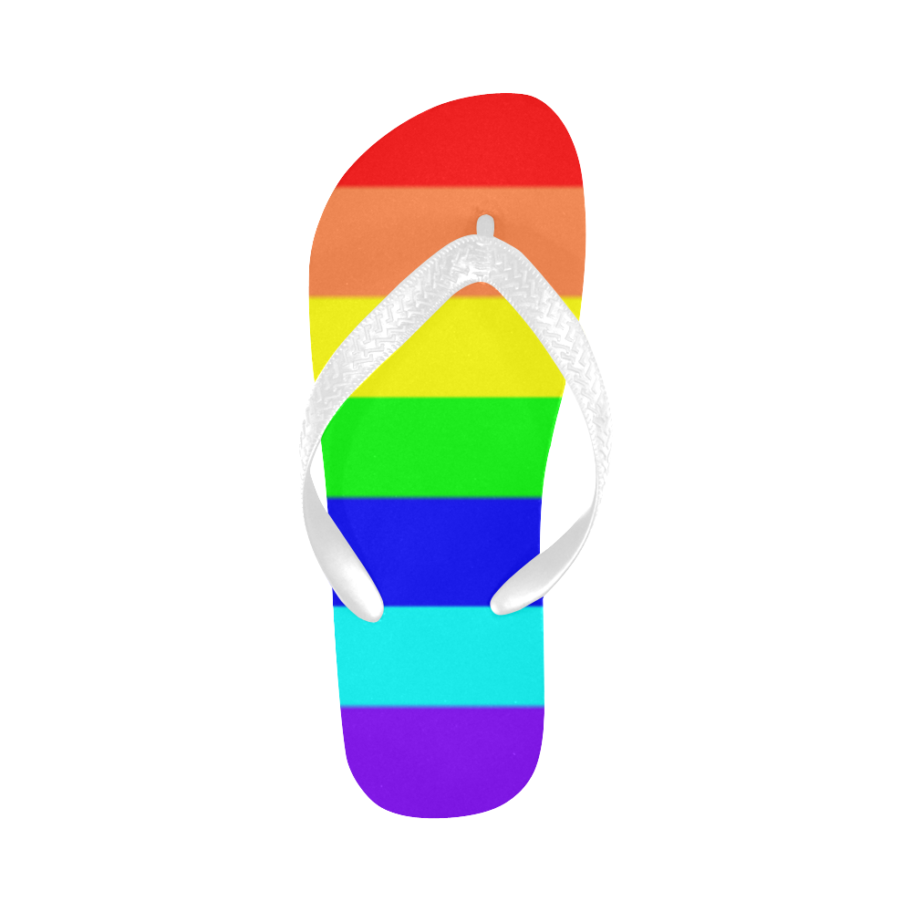 Rainbow Stripes Flip Flops for Men/Women (Model 040)