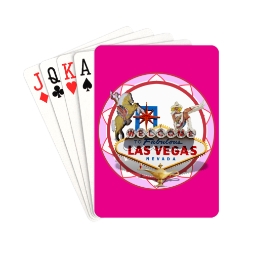 LasVegasIcons Poker Chip - Pink on Hot Pink Playing Cards 2.5"x3.5"