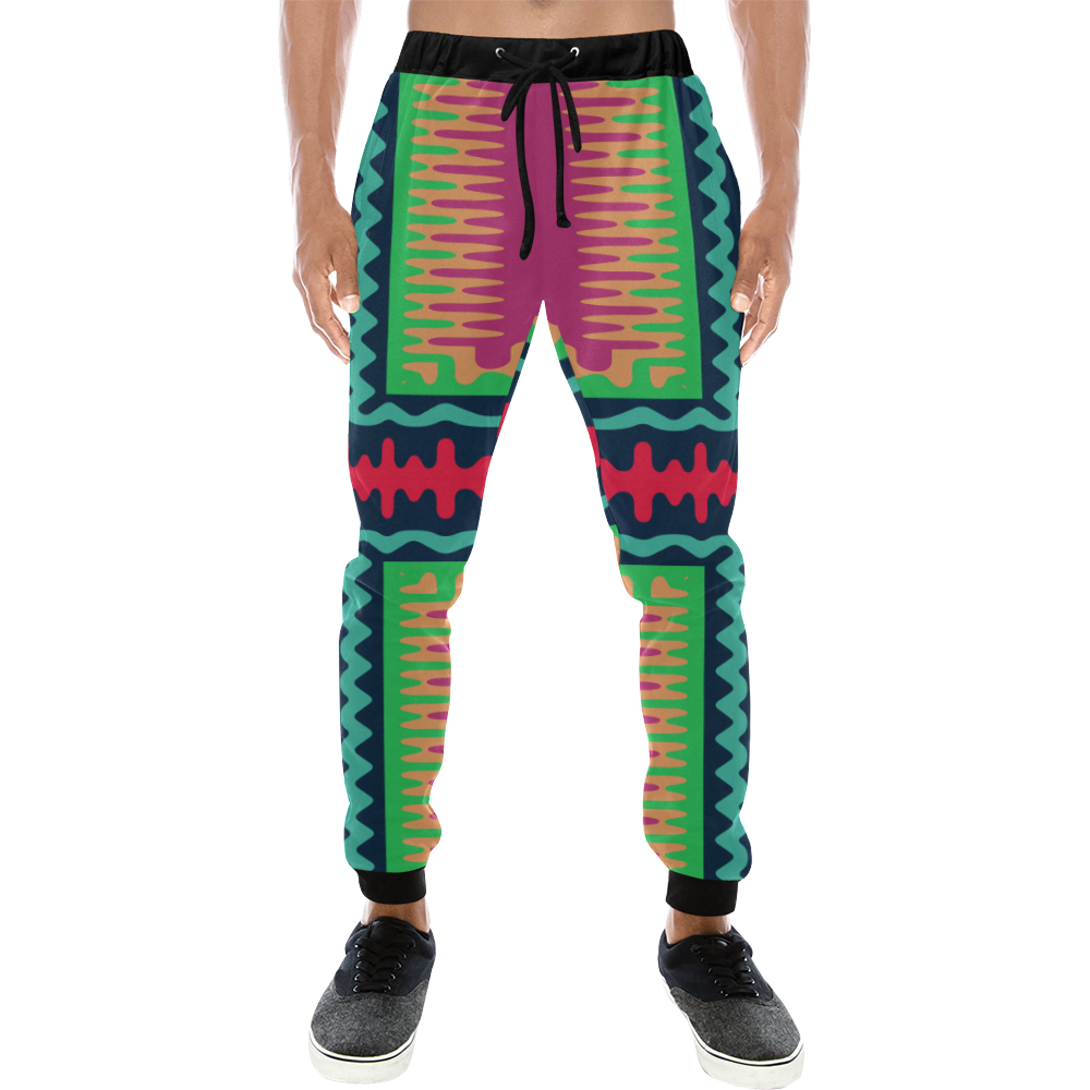 Waves in retro colors Men's All Over Print Sweatpants (Model L11)