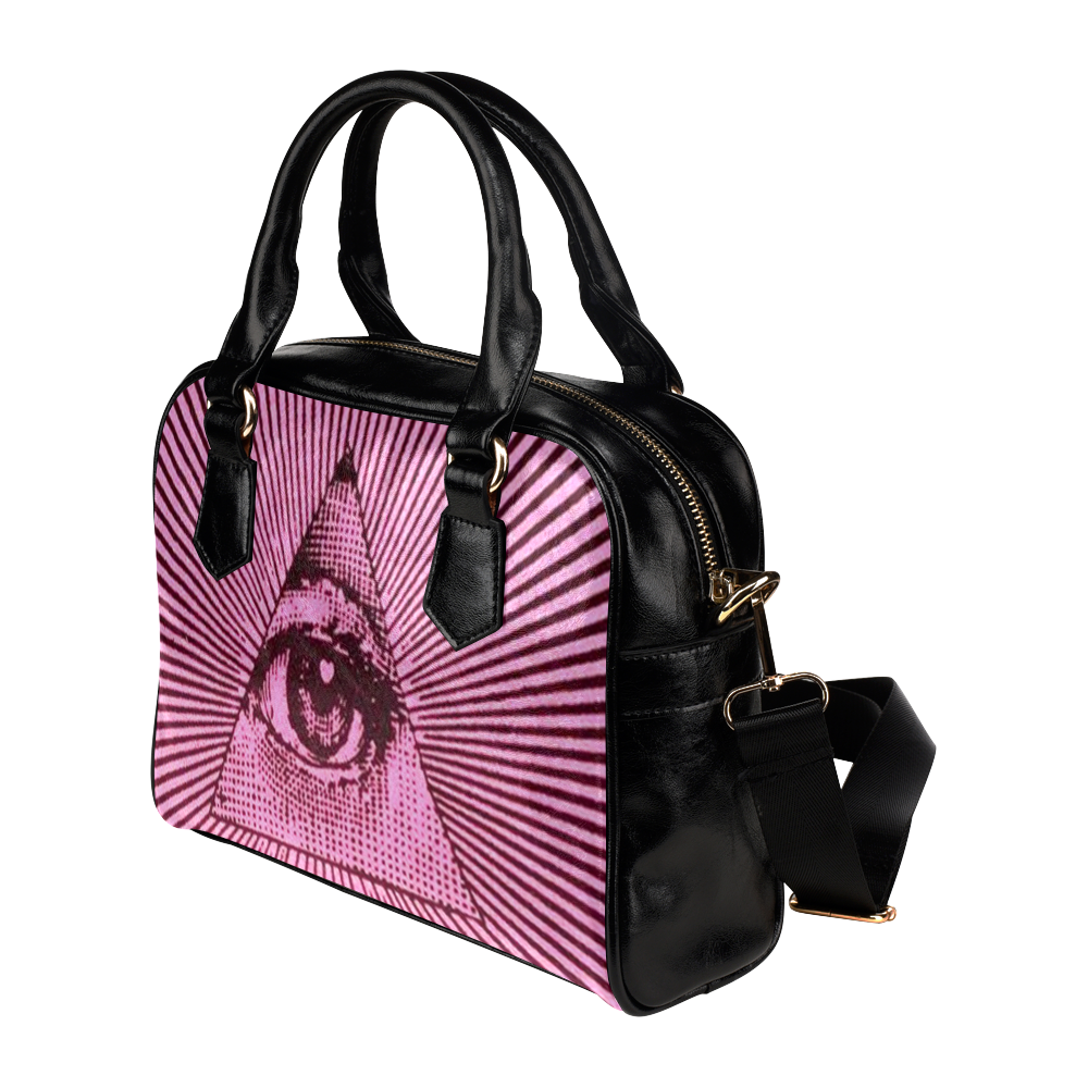 Pink Illuminati Love Leather Shoulder Handbag (Model 1634)
