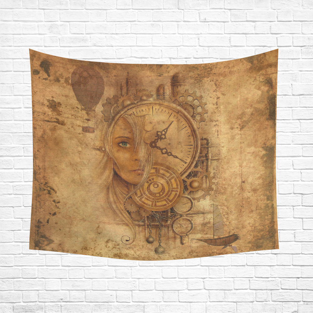 A Time Travel Of STEAMPUNK 1 Cotton Linen Wall Tapestry 60"x 51"