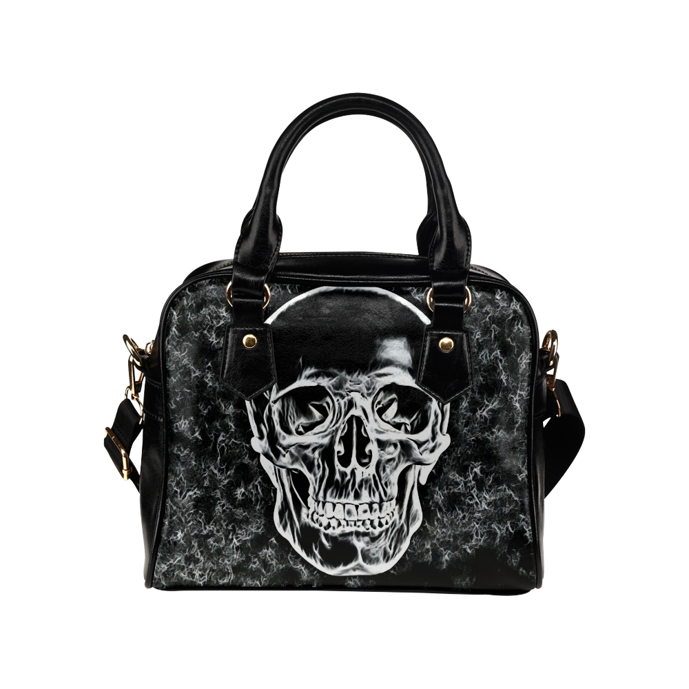 Awesome Wicked Witch Black Crystal Skull Marble Design Darkstar Shoulder Handbag (Model 1634)