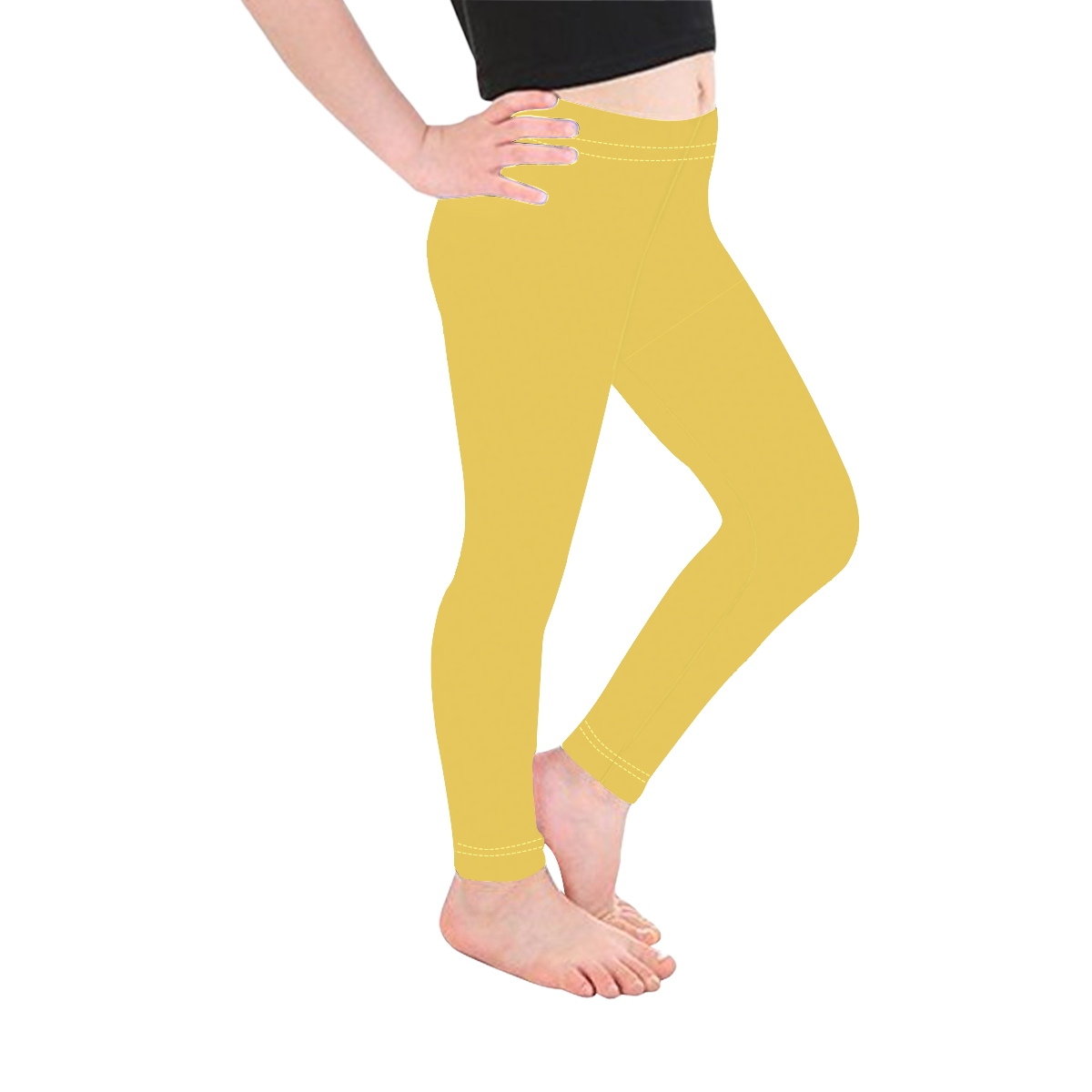 color mustard Kid's Ankle Length Leggings (Model L06)
