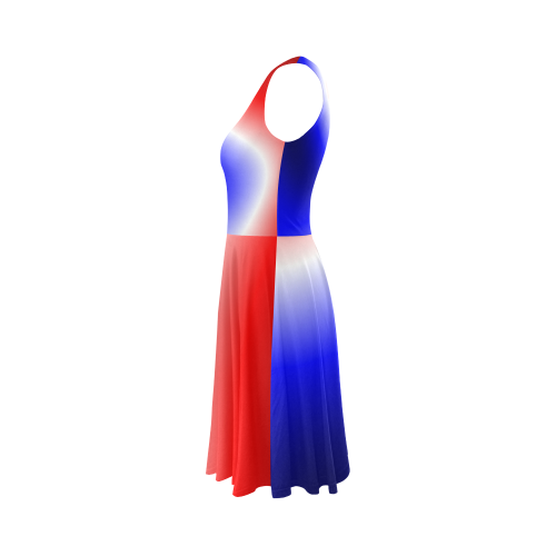 Blue red glow Sleeveless Ice Skater Dress (D19)