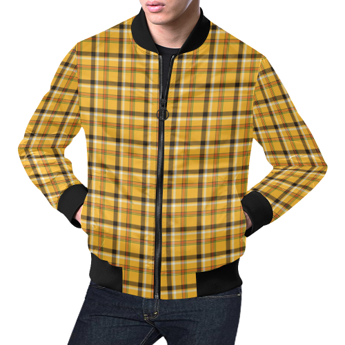 Yellow Tartan (Plaid) All Over Print Bomber Jacket for Men/Large Size (Model H19)