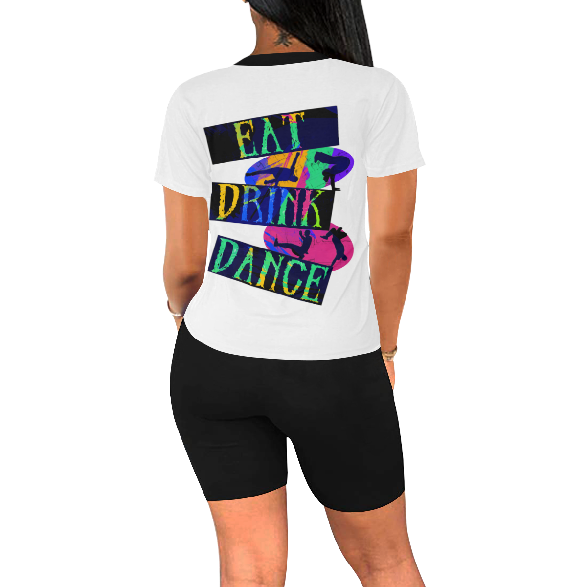 Break Dancing Colorful / White / Black Women's Short Yoga Set