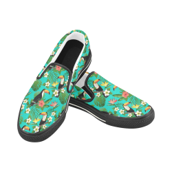 Tropical Summer Toucan Pattern Slip-on Canvas Shoes for Kid (Model 019)