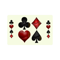 Las Vegas Black and Red Casino Poker Card Shapes on Yellow Doormat 24"x16"
