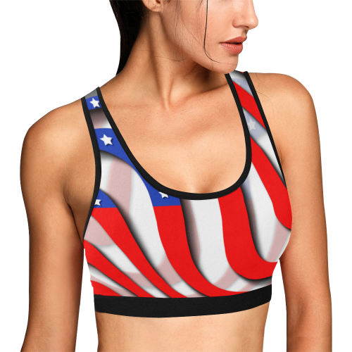 Flag of United States of America Women's All Over Print Sports Bra (Model T52)