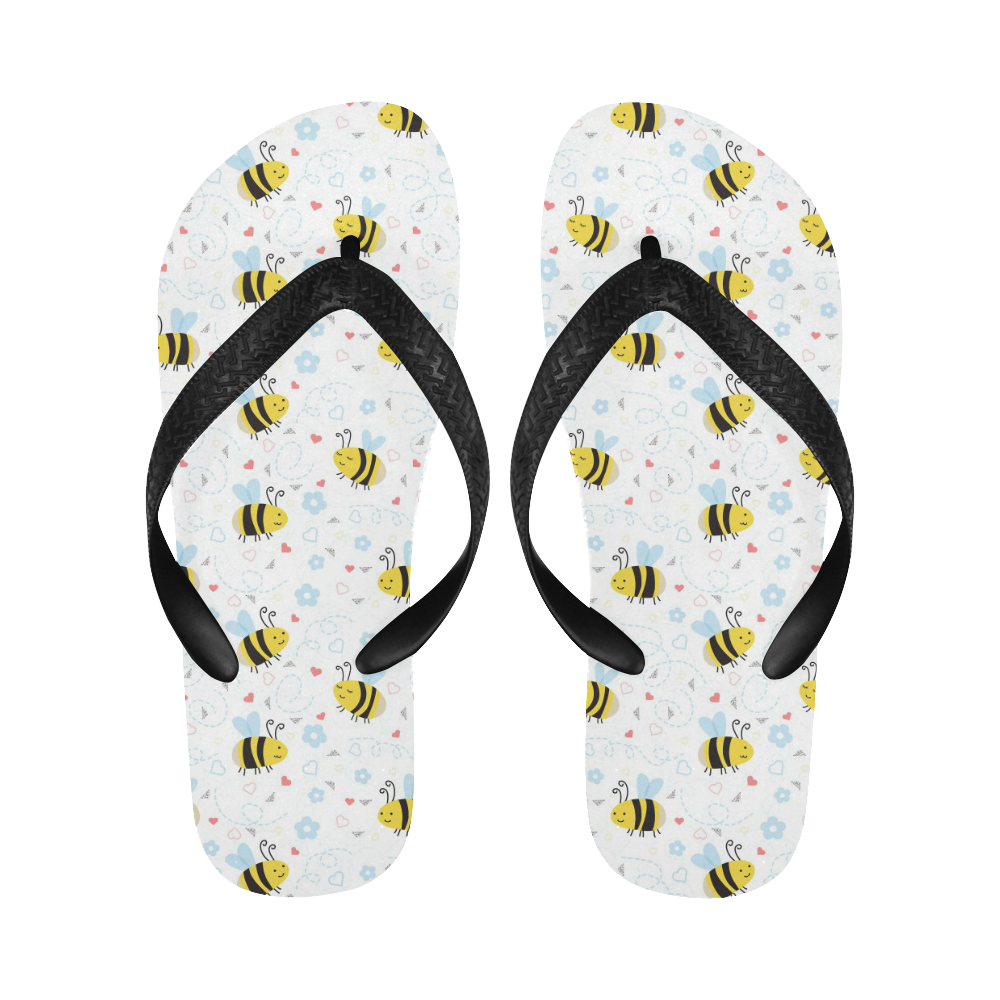 Cute Bee Pattern Flip Flops for Men/Women (Model 040)