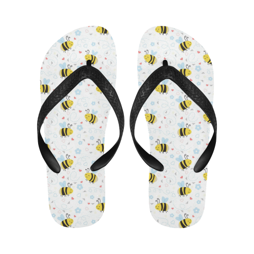 Cute Bee Pattern Flip Flops for Men/Women (Model 040)