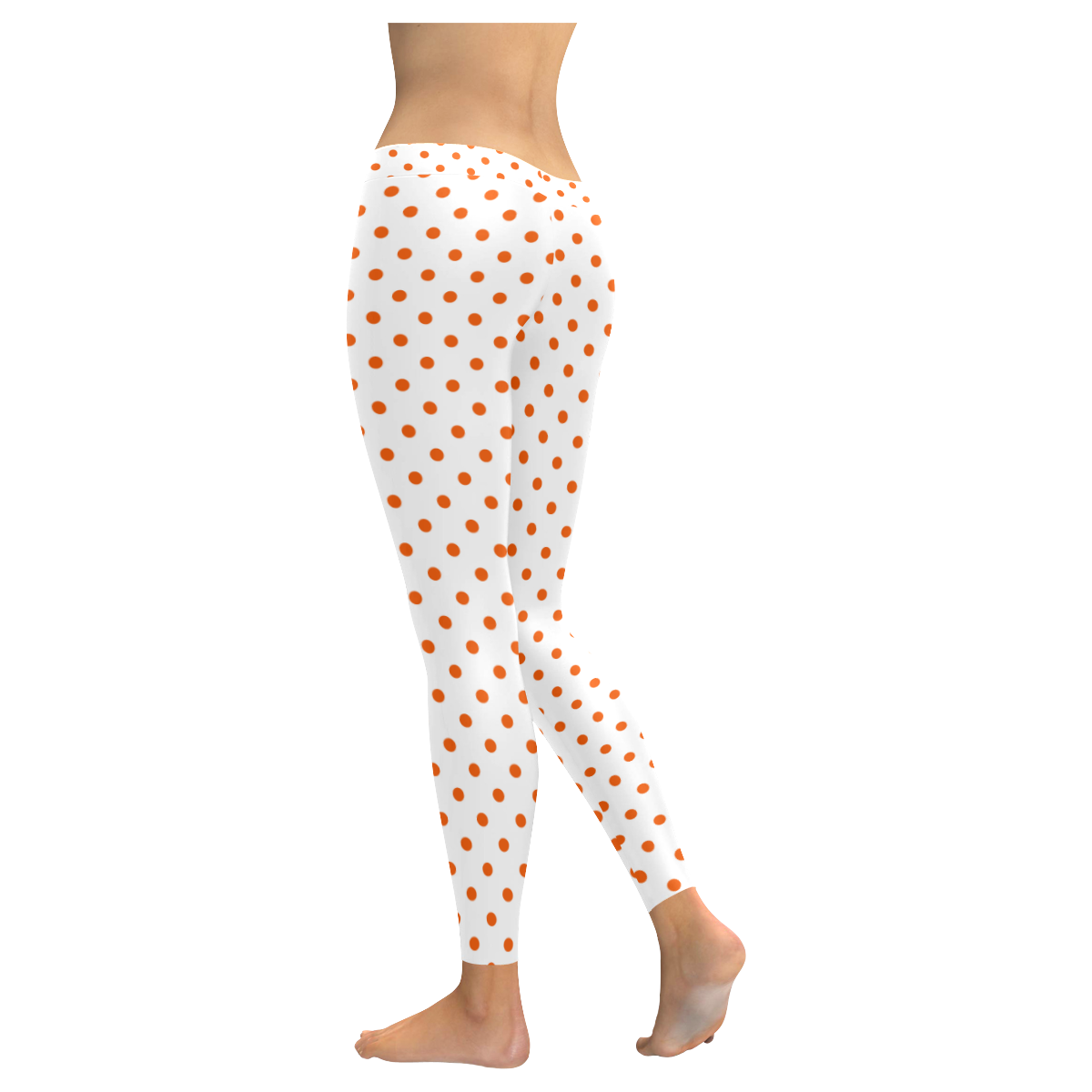 Tangerine Orange Polka Dots Women's Low Rise Leggings (Invisible Stitch) (Model L05)