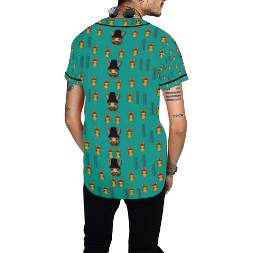 Happy rabbits in the green free grass All Over Print Baseball Jersey for Men (Model T50)