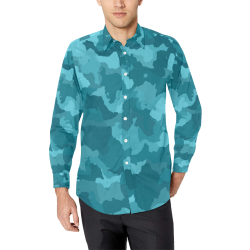 camouflage teal Men's All Over Print Casual Dress Shirt (Model T61)