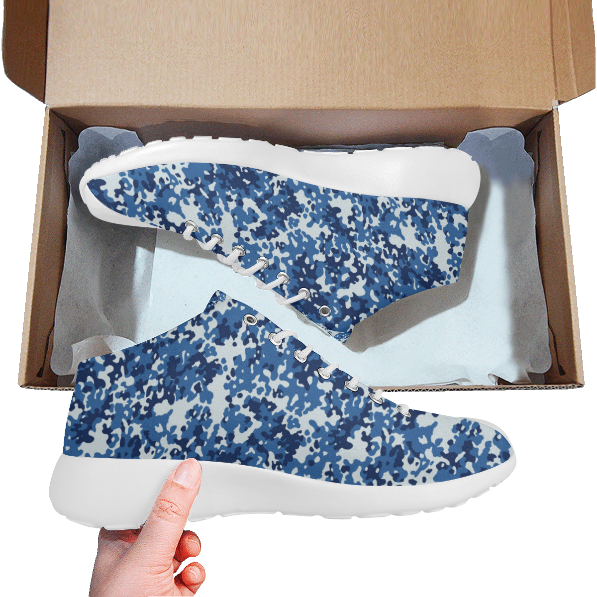 Digital Blue Camouflage Women's Basketball Training Shoes (Model 47502)