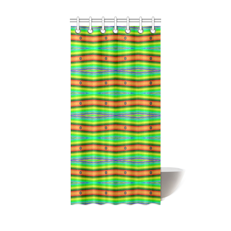 Bright Green Orange Stripes Pattern Abstract Shower Curtain 36"x72"