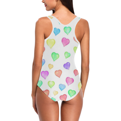 Pastel Hearts Vest One Piece Swimsuit (Model S04)