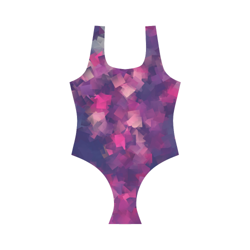 purple pink magenta cubism #modern Vest One Piece Swimsuit (Model S04)