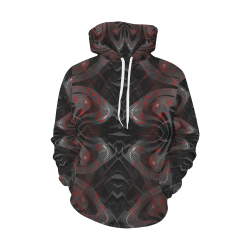 Red Dribled Voice Crew All Over Print Hoodie for Men (USA Size) (Model H13)